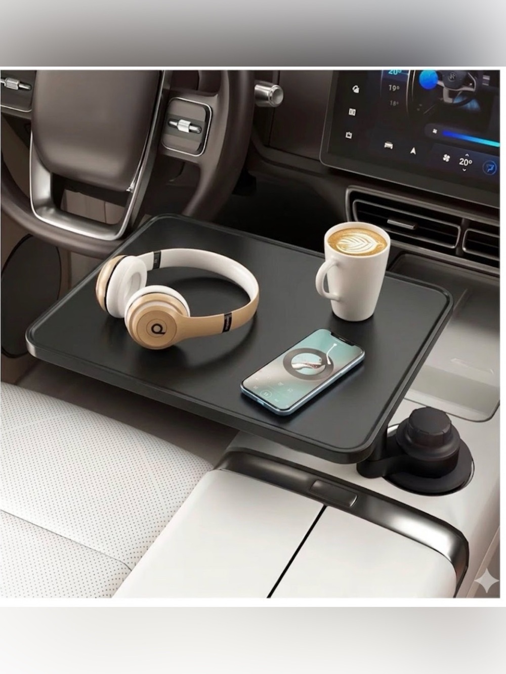 New Black Desk Car Tray Laptop & Food Cup Holder Table Adjustable Plastic Travel